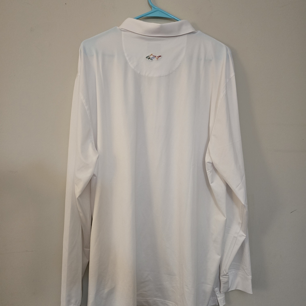 Men's Greg Norman White Long-Sleeve Polo Shirt New With Tags - Picture 6 of 6